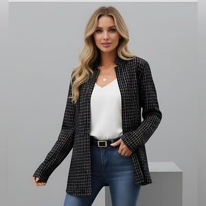 Plaid Lightweight Open Blazer